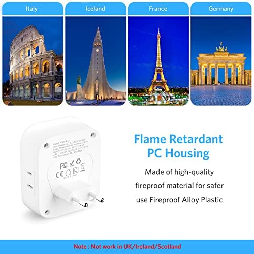 European Travel Charger Adapter Set – All-in-One International Plug Converter with 20 W USB-C Fast Charge, 4 Device Outlets & 3 Quick Charge Ports for Effortless Power in Italy, Spain, France, and Germany – Essential Gear for Global Travelers Seeking Unmatched Compatibility and Speed