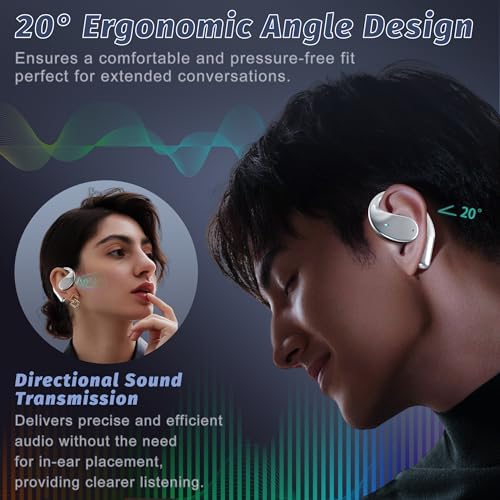 Unlock Your Audio Potential with Next-Gen Open-Ear Wireless Earbuds – Bluetooth 5.4 Headphones Offering Superior ENC Noise Cancellation, Rich Hi-Fi Sound, and Immersive Deep Bass; IP54 Water-Resistant for Active Adventures with an Astounding 68-Hour Battery Life – Ideal for Running, Traveling, Work, Cycling, and Intense Workouts; Features AI Translation for Effortless Multilingual Communication and Seamless Device Pairing