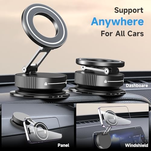 Revolutionary 360° Magnetic Phone Holder with 96+ LBS Suction Power – Unmatched Stability for i Phone 16/15/14/13 – Hands-Free Mounting for Car, Gym, and Shower – Versatile Accessory for Effortless Device Management – Ideal for Daily Use and Seamless Navigation