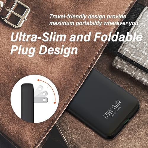 65 W Dual Port USB-C Wall Charger – Ga N Fast Charging Adapter with PPS for Laptops, Tablets & Smartphones – Compact Design with Folding Plug for Travel & Home Use – Stylish White Finish for Modern Aesthetics