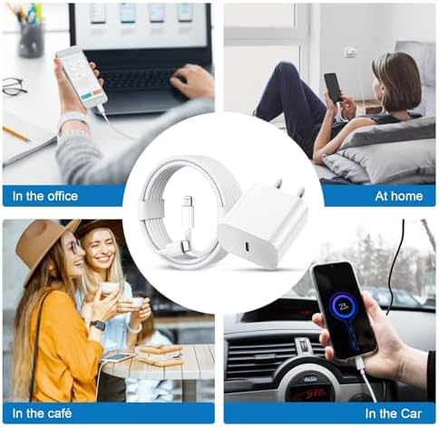 20 W PD USB-C Wall Charger 4 Pack with 6 FT Fast Charging Cables – Superior Fast Charging Solution for i Phone 14/14 Pro Max/13/13 Pro/12/12 Pro/11/11 Pro/XS and i Pad – GREPHONE Charger Set for Home, Office & Travel – Enhanced Compatibility & Durability for Effortless Device Powering