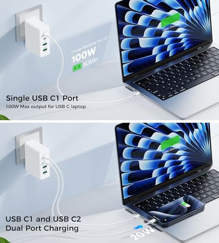 High-Efficiency 140 W USB-C Fast Charger: Versatile Multi-Device Power Hub for Mac Book Pro, i Phone 16/15/14/13 Pro Max, i Pad Pro & Samsung Galaxy – Compact Travel Charger for On-the-Go Professionals