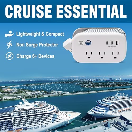 Ultimate Cruise Power Strip with 3.3 ft Extension Cord & Fast Charging USB Ports – Non-Surge Design for Seamless Connectivity on Carnival, Princess & Major Cruise Lines (2025/2026) – Essential Travel Accessory for All Devices