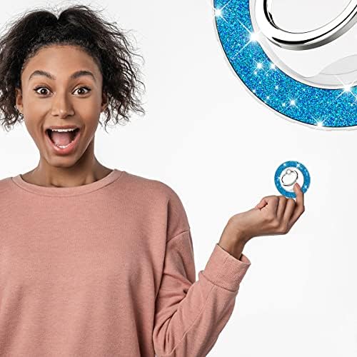 Glittering Magnetic Phone Ring Holder for Mag Safe – Ultra-Strong 2000 g Grip Compatible with i Phone 15, 14, 13, 12 Pro Max, Pro, Plus, Mini – Wireless Charging Friendly with 360° Rotation and 150° Adjustable Kickstand – Stylish Teal Design for Enhanced Functionality and Aesthetic Appeal