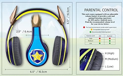 Paw Patrol Marshall Kids Wired Headphones – Safe Volume Limiting Earphones for Young Listeners, Perfect for School, Home, and Travel – Comfort-Driven Design with Adjustable Headband and Plush Ear Cushions for Extended Use