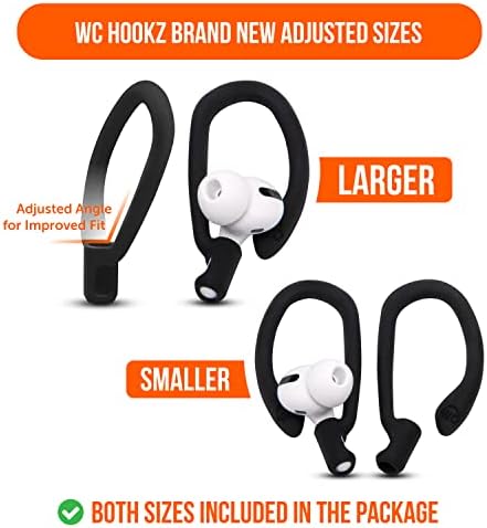 Patented WC Hook Z – Upgraded Over-Ear Hooks for Air Pods Pro 1, 2 & Air Pods 1, 2, 3 | Secure Fit Earbud Accessories with Unique Left & Right Design | Two Size Pairs Included | Winter White | Premium Quality by Wicked Cushions for Maximum Comfort and Stability