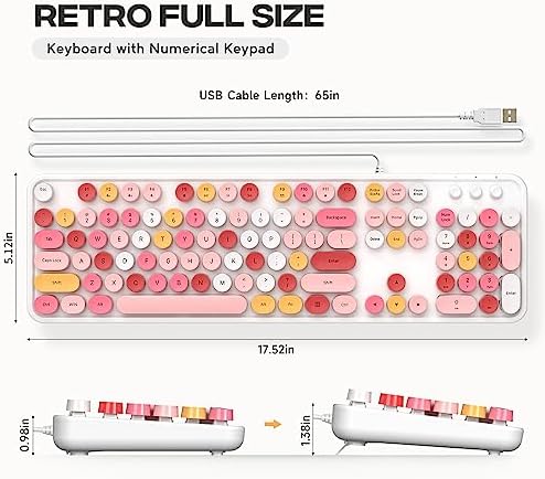 Illuminate Your Workspace with the Large Print Backlit Keyboard – Ergonomic USB Wired Multimedia Keyboard with Rainbow LED Lighting for Enhanced Comfort and Visibility on Windows PCs & Laptops