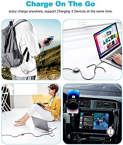 Ultimate 3-in-1 Retractable Charging Cable Set – 3 Pack, 4 Ft Multi Fast Charger with IP, Type C, and Micro USB Compatibility for Seamless Charging of Smartphones and Tablets – Enhanced 3 A Speed, Durable Design, Ideal for Home, Office, and Travel