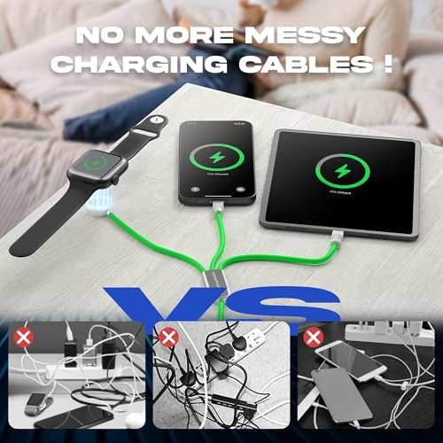 Ultimate Chubbycable Tri-Flex 3-in-1 USB-C Charger – 100 W Rapid Charging Solution for i Phone 16/15, Apple Watch, i Pad, and Galaxy Devices – 4.1 FT Durable Silicone Cable for Enhanced Portability and Versatile Compatibility