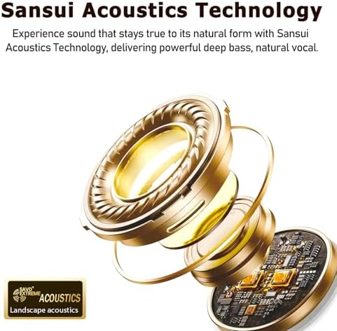 SANSUI W28 Wireless Earbuds – Cutting-Edge Bluetooth 5.4 with Active Noise Cancelling & IPX4 Water Resistance, Deep Bass Performance, 28-Hour Playtime, and Advanced Environmental Noise Cancellation Mics in Stylish Secret Night Blue – Ideal for Music Aficionados and Active Lifestyles