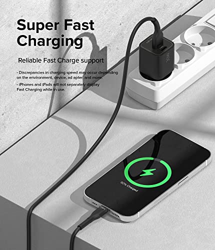 Ringke 3.9 FT USB to Lightning Pastel Charging Cable – Fast Charge Your i Phone, i Pad, and Air Pods with Tangle-Free Design and Enhanced Durability – Sleek Black Aesthetic Perfect for Car Play and Everyday Use