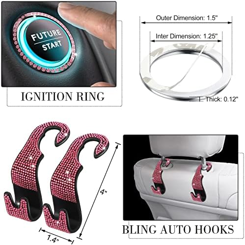 Transform Your Vehicle with Tallew’s 20-Piece Bling Car Accessories Set for Women – Stylish Rhinestone Car Decor, Hands-Free Phone Holder, Rapid Dual USB Charger, Practical Glasses Holders, Chic Pink Interior Essentials for Glamorous Driving Experience