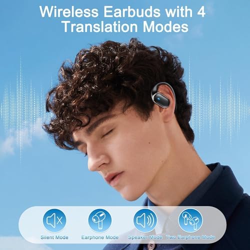 Transform Your Communication with Advanced Wireless Translation Earbuds – Enjoy 144 Languages in Real-Time, Exceptional HD Sound, and Noise Cancellation for Sports, Learning, and Music – Sleek Black Design with Long Battery Life for Ultimate Versatility and Performance