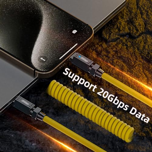 xiwai Stretch Coiled USB-C USB4 Cable with Smart LED Display 20Gbps 100W 8K for Laptop Disk Phone Type-C Male to Male Cable Power & Data 180cm – Enhanced Compatibility and Speed