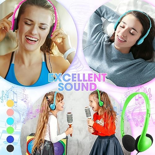 Yunsailing 24-Pack Over-Ear Headphones – Premium Wired Audio Experience for Kids & Adults – Perfect for Classrooms, Travel, and Study Sessions – Comfortable Adjustable Fit with Cushioned Ear Pads for All-Day Use – Durable and Versatile Headset Solution