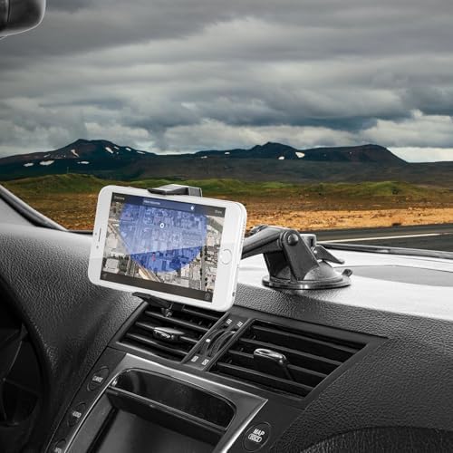 Unleash Driving Efficiency with ARKON Mounts Mobile Grip 2 Phone Car Suction Mount – Advanced 360° Adjustable Holder for i Phone, Samsung, Google, and Huawei | Robust Suction Power for Optimal Stability | Hands-Free GPS Accessory for Safe Navigation and Seamless Connectivity