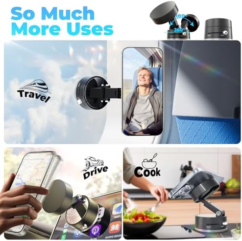 Mag Safe-Compatible Foldable Magnetic Car Phone Mount – 360° Rotatable Holder with Strong Suction Cup for Universal Smartphones – Compact and Reliable Accessory for Safe Navigation and Hands-Free Communication