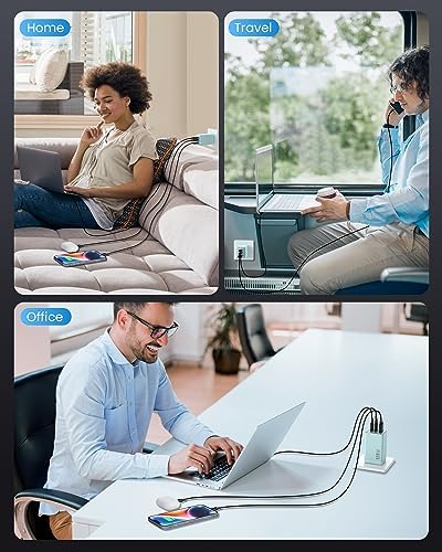 High-Efficiency 128 W USB C Wall Charger – Ga N III 3-Port Fast Charging Hub for Mac Book, i Phone, Galaxy & More – Portable 65 W Adapter with Foldable Design for Ultimate Convenience and Speed