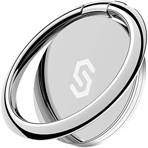 Sparkling 360° Rotation Phone Ring Holder – Bling Bling Finger Kickstand for Enhanced Grip and Stability – Premium Zinc Alloy Design for i Phone, Samsung, Pixel & All Smartphones – Secure Adhesive, Versatile Stand, and Magnetic Car Mount Compatible – Glitter Silver Finish for a Touch of Elegance