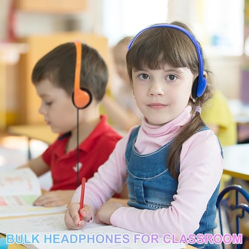Bulk Kids Headphones – 25-Piece Classroom Audio Package for Enhanced Learning – Lightweight Adjustable On-Ear Design with Universal Device Compatibility in Sleek Black – Perfect for Engaging Group Activities and Extended Listening Comfort – Durable and Affordable Solution for Students and Adults