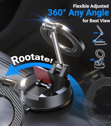 Sleek Kaistyle Mag Safe Car Mount – Advanced Nano Gel Suction Phone Holder for i Phone 16 Pro Max, 15, 14, 13, 12 – Effortless Hands-Free Navigation & Safe Driving – 360-Degree Rotation for Optimal Viewing Angles & Modern Vehicle Compatibility – Enhance Your Driving Experience with Strong Magnetic Hold