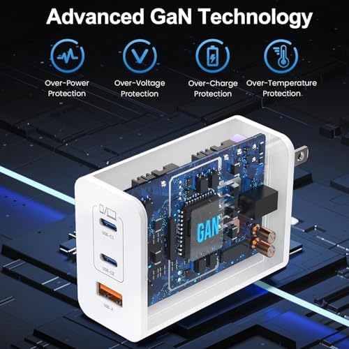 Unleash Rapid Charging with the 100 W Dual-Pack USB-C Fast Charger Block – 3-Port Ga N Wall Adapter for Mac Book Pro/Air, i Pad Pro/Air/Mini, i Phone 16/15 Pro, and Samsung Galaxy S25/S24/S23 – Superior Compatibility, Ultra-Fast Power and Multi-Device Convenience
