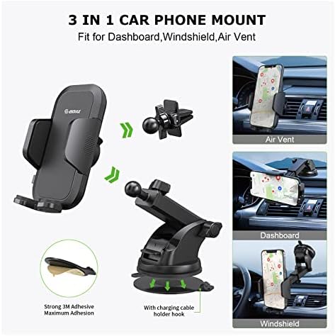 Esoulk Secure Grip 360° Rotating Car Phone Holder with Strong Suction Cup & Adjustable Long Arm – Universal Compatibility for i Phone, Samsung, Android & GPS – Enhanced Safety & Convenience for Drivers