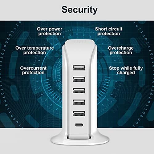 Kawaii-Inspired 6-Port USB Charging Hub: Ultimate Fast Charger for i Phones, Androids & More – Compact Multi-Device Power Station with 1 USB-C & 5 USB-A Ports for Effortless Travel & Home Connectivity, Tangle-Free Solutions for Modern Users