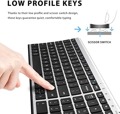 Experience Unmatched Versatility with the i Clever BK10 Bluetooth 5.1 Wireless Keyboard – Ergonomic Comfort Meets Multi-Device Connectivity for Mac, i Pad, i Phone, Android, and Windows – Full-Size Layout with Number Pad for Enhanced Productivity and Seamless Workflow – Rechargeable, Lightweight, and Stylish Design for Effortless Typing Anywhere