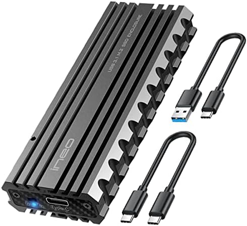 Enhance Your Data Security with the ineo M.2 NVMe SSD USB 3.2 Gen 2 Type-C Rugged Enclosure Featuring Write Protection Switch for High-Speed Transfers and Military-Grade Durability (C2597-NVME)