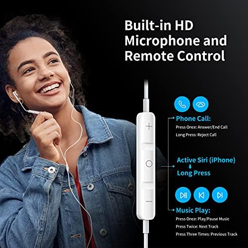 Premium Wired Earbuds with Microphone – Hi-Fi Stereo In-Ear Headphones for Powerful Bass & Crystal Clear Audio – Compatible with i Phone, Android & Most 3.5 mm Devices (Blue) – Ergonomically Designed for Comfort and Enhanced Daily Listening Experience