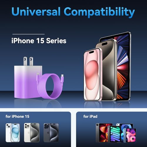 Experience Rapid Power Revitalization with the 20 W USB-C Fast Charger for i Phone 15 Pro Max – Complete with 6.6 FT Robust Cable for Ultimate Flexibility and Compatibility with i Pad Pro – Your Ideal On-the-Go Charging Solution with Enhanced Safety Features and Efficient Energy Delivery.