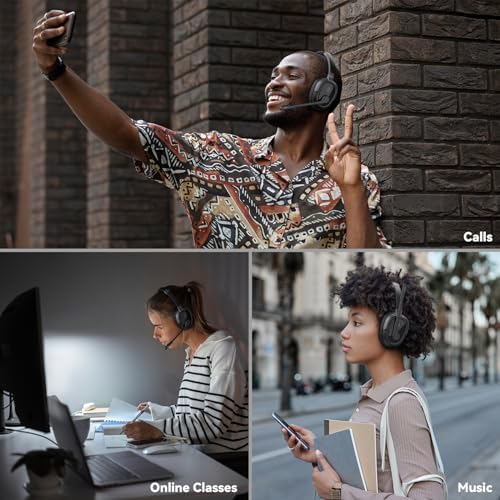 Dytole AI Noise Cancelling Bluetooth Headphones – 65-Hour Wireless Headset with Built-in Mute Function for Enhanced Call Center Performance, Remote Work, and Virtual Meetings – Superior Sound Quality, Lightweight Comfort, & Broad Device Compatibility