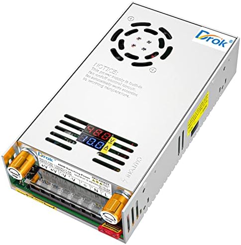 DROK 24 V Adjustable Power Supply – High-Efficiency AC to DC Converter for Reliable Power Delivery, 20 A 480 W Regulated Adapter Perfect for Computer Labs and Versatile Electronic Applications, Adjustable 5 V to 24 V Voltage Transformer for Enhanced Performance and Compatibility