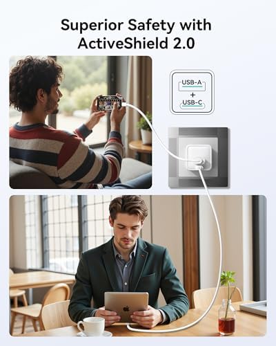 33 W USB C Wall Charger Block, Ga N PD3.0 Dual-Port Power Adapter for Fast Type C Charging – Compact & Foldable Plug for i Phone 16/15/14/13/12, Samsung Galaxy, i Pad, Air Pods – Enhanced Efficiency & Compatibility in Grey