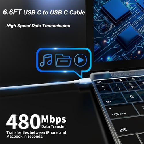 Ultra-Fast 118 W USB-C Power Adapter for Mac Book Pro & Air – High-Efficiency PD 3.0 Charger with 6.6 ft Cable, Compatible with M1-M4 Models, i Phone 16/15, and All Type-C Devices, Intelligent Safety Features for Rapid and Reliable Charging Performance