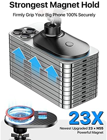 andobil 2025 Mag Safe Car Mount: Advanced Magnetic Holder for Large Smartphones – Effortless 360° Rotation for i Phone 16/15/14 Pro Max & Samsung S25/S24 (Sleek Grey) – Exceptional Stability & Instant Access for Safer Driving Experiences