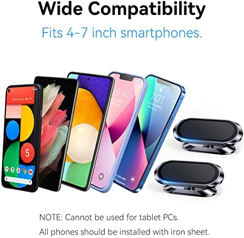 2-Pack Magnetic Car Phone Holder – Ultimate Dashboard Mount with Strong Magnet for i Phone & Samsung – Secure Phone Grip with 4 Metal Plates for Enhanced Compatibility & 360-Degree Rotation – Effortless Installation & Stylish Design for Safe Driving
