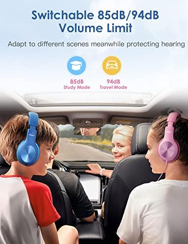 Premium Kids Over-Ear Headphones with Built-In Microphone – Safe Volume Control, Lightweight Dark Green Design for Online Learning & Travel, HD Sound Quality, Collaborative Audio Sharing Feature for Enhanced Learning Experiences