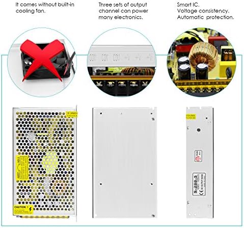 Aclorol 5 V 70 A Universal Power Supply – 350 W High-Efficiency AC to DC Transformer for LED Strips, CCTV Cameras, and Security Systems – Versatile Power Adapter with Rapid Switching Technology and Enhanced Compatibility for Optimal Device Performance