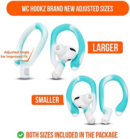 Patented WC Hook Z – Upgraded Over-Ear Hooks for Air Pods Pro 1, 2 & Air Pods 1, 2, 3 | Secure Fit Earbud Accessories with Unique Left & Right Design | Two Size Pairs Included | Winter White | Premium Quality by Wicked Cushions for Maximum Comfort and Stability