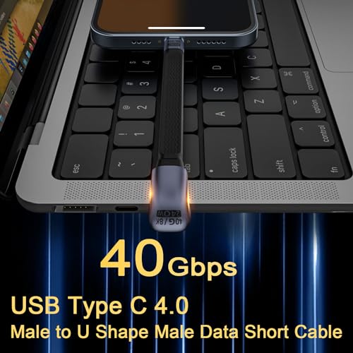 QIANRENON 240 W USB4.0 C PD U-Shape Short Cable – High-Speed 40 Gbps Data Transfer & 8 K Video Output – Compact 13 cm Design for Ultimate Portability – Durable, Tangle-Free Solution for Laptops, Smartphones, and Tablets