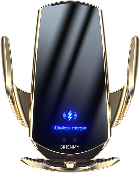 15 W SIHENMY Wireless Car Charger & Auto-Clamping Phone Mount – Fast Charging for i Phone 14/13/12 Mini/Pro Max & Samsung Galaxy S23/S22/S21+ – Stylish Red Vehicle Accessory for Effortless One-Handed Operation & Enhanced Compatibility