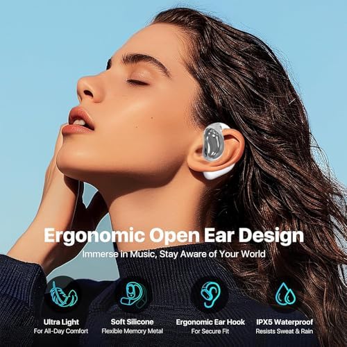 Innovative Bone Conduction Fitness Earbuds – IPX7 Waterproof Bluetooth 5.4 Wireless Headphones with Touch Controls for Optimal Comfort and Awareness During Workouts – Elevate Your Athletic Experience with Open Ear Design