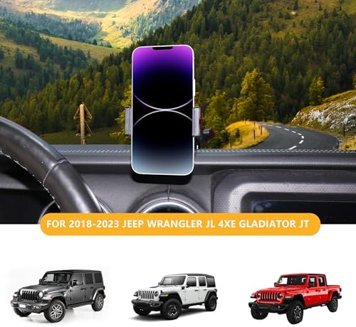 2024-2025 Jeep Wrangler JL Magnetic Phone Mount – Adjustable 360° Dashboard Cradle for Secure Navigation and Hands-Free Use – Sleek Black Finish for Enhanced Interior Style – Quick Installation for Optimal Driving Safety and Convenience