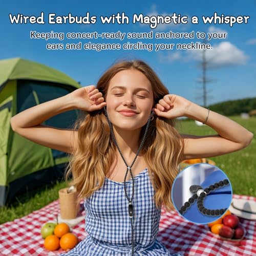 Elevate Your Listening Experience with Beaded Black Wired Earbuds – Tailored for i Phone Models 14, 13, 12, 11 Pro Max, X, XS, XR, 8, and 7 Plus – Ergonomically Designed for Ultimate Comfort, In-Line Microphone for Seamless Calls, Volume Control for Instant Adjustments – Innovative Magnetic Lock for Tangle-Free Storage – Perfect Companion for Music Lovers and Active Lifestyles Seeking Superior Sound Quality and Sleek Style.