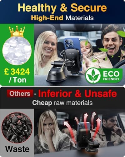 YRU 2025 Military-Grade 360° Rotatable Suction Car Phone Holder – Ultimate Dashboard & Windshield Mount for i Phone 16/15 Pro Max & Samsung – Unmatched 90+ LBS Capacity, Enhanced Compatibility & Easy Installation – Secure, Durable, and Versatile Universal Cradle for Safe Hands-Free Navigation