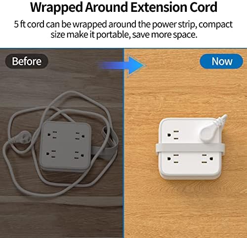 NTONPOWER 8-Outlet Flat Plug Power Strip with 45 W USB-C Fast Charging Port – Compact Multi-Device Extender with 5 ft Cord, Ideal for Home and Travel, Compatible with i Phone, Mac Book Pro, Tablets, and Samsung – Smart Design for Organized Charging Solutions