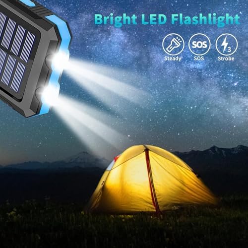 Ultimate 39800 m Ah Solar Power Bank: Fast-Charging Portable USB-C Charger with Built-in LED Flashlight & Compass – Robust Outdoor Companion for All Devices with Dual Recharge Options and Intelligent Safety Features
