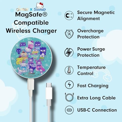 Sonix x Sanrio Hello Kitty & Care Bears Magnetic Mag Safe Charger for i Phone 12-16 Series | 6.5 ft USB-C Fast Wireless Charging Cable | Stylish, Playful, and Efficient Power Solution for Your Device